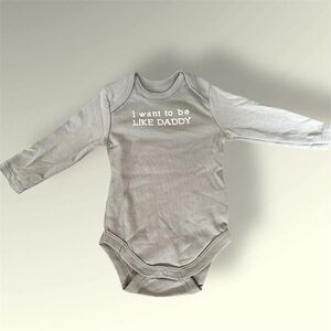 New Grey Long-Sleeve Baby One-Piece Bodysuit 'I want to be like daddy'
